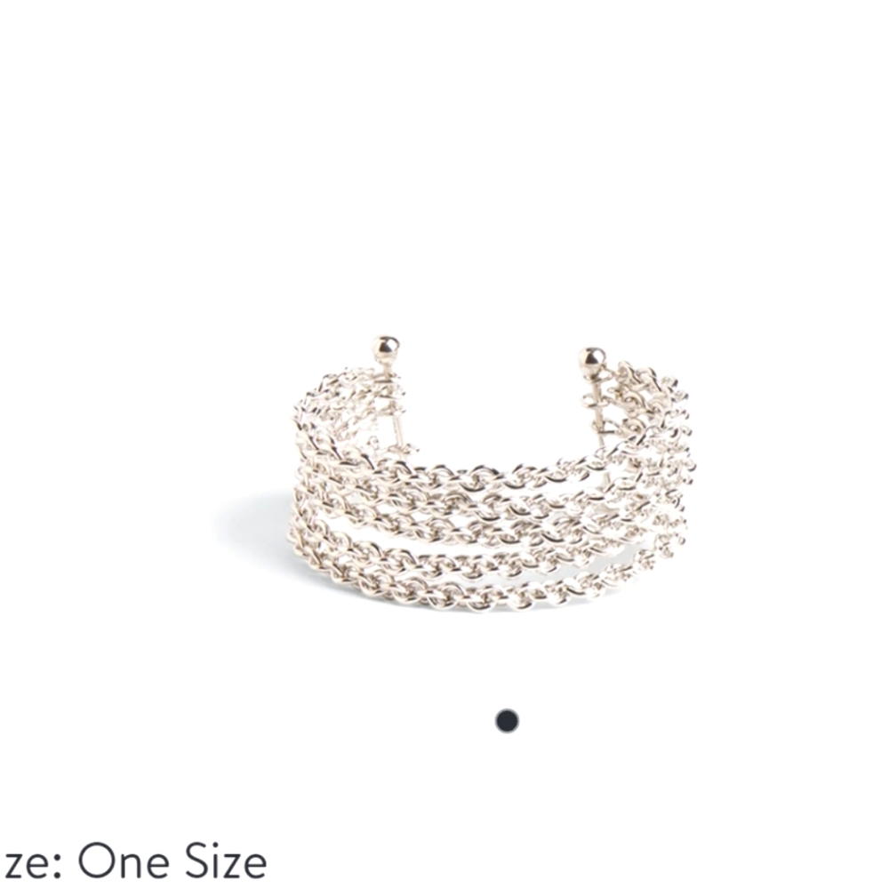 Cuff bracelet, silver with 5 band cuffs all connected